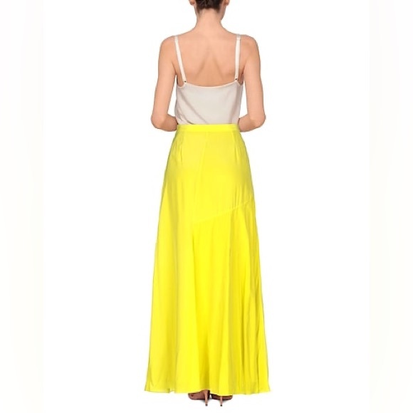 Price Drop!!! NWT Gorgeous Theory 100% Silk Maxi Skirt SZ 6 in Acid Green - Picture 3 of 4